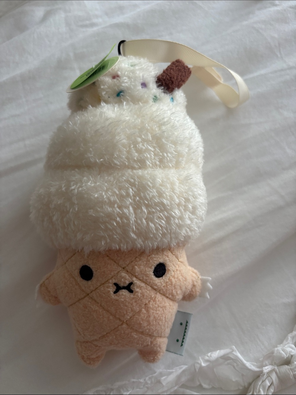 Plush Ice Cream Cone Kid's Toy - Cream and Light Brown NWT